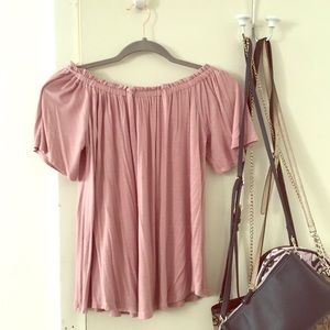 Off the shoulder light purple top